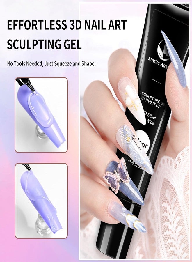 MAGIC ARMOR 15g 3D Nail Gel Sculpting Gel Nail Art Glue for Nail Art Designs DIY Nail Craving Molding Gel for 3D Gel Nail Art Polish Painting Drawing Gel Sculpture Gel Nail Decoration Manicure Clear - Image 3